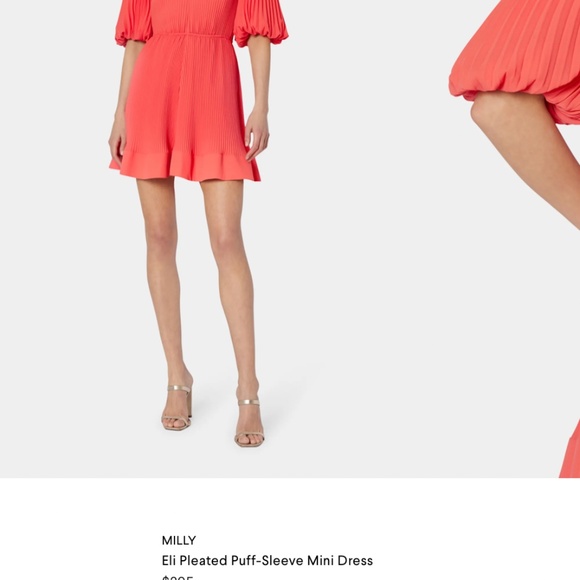Milly Eli Pleated Puff-Sleeve Mini Dress - Picture 2 of 2